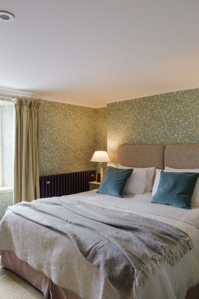 Luxury holiday home bedroom overlooking the Perthshire countryside